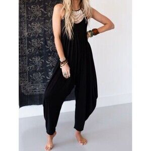 Three Bird Nest Harem Jumpsuit Women’s Black Boho Oversized Romper Size Small